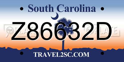 Z86632D South Carolina License Plate