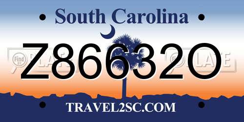 Z86632O South Carolina License Plate