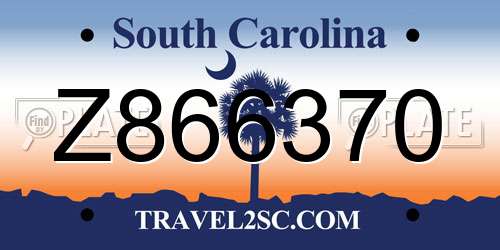 Z866370 South Carolina License Plate