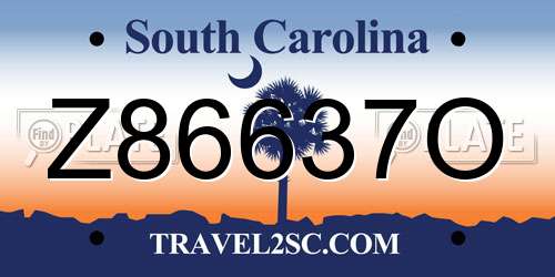 Z86637O South Carolina License Plate