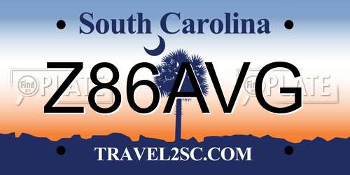 Z86AVG South Carolina License Plate