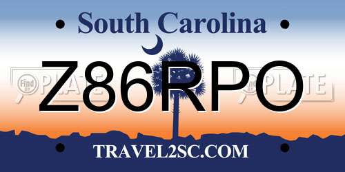 Z86RPO South Carolina License Plate