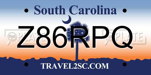 Z86RPQ South Carolina License Plate