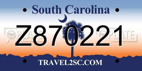 Z870221 South Carolina License Plate
