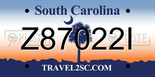 Z87022I South Carolina License Plate