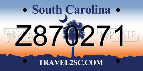Z870271 South Carolina License Plate