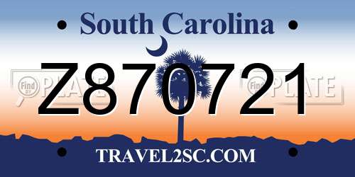 Z870721 South Carolina License Plate