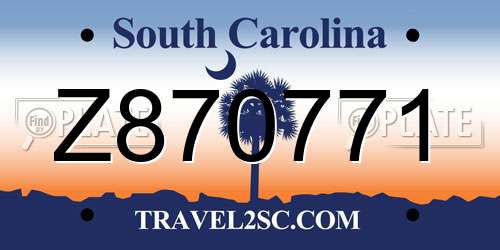 Z870771 South Carolina License Plate