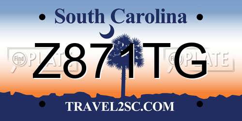 Z871TG South Carolina License Plate