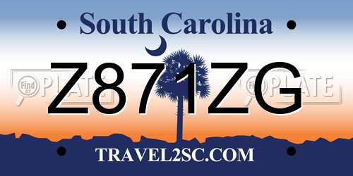 Z871ZG South Carolina License Plate