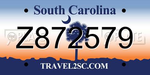 Z872579 South Carolina License Plate