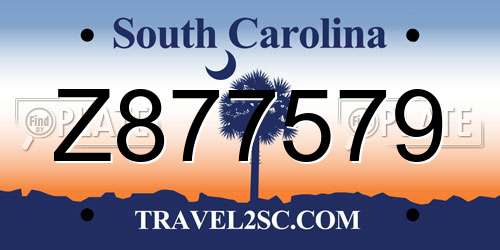 Z877579 South Carolina License Plate