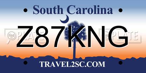 Z87KNG South Carolina License Plate