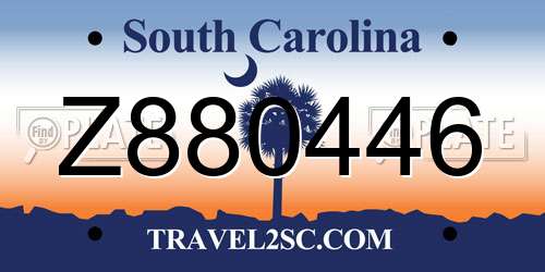 Z880446 South Carolina License Plate