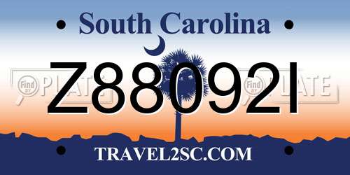 Z88092I South Carolina License Plate