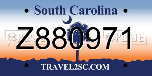 Z880971 South Carolina License Plate
