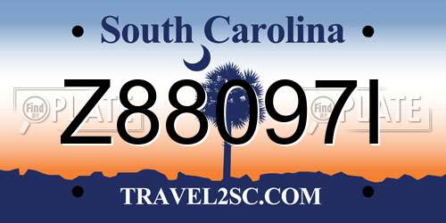 Z88097I South Carolina License Plate