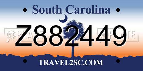 Z882449 South Carolina License Plate