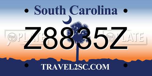 Z8835Z South Carolina License Plate