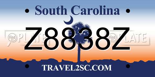Z8838Z South Carolina License Plate