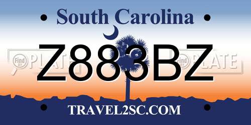 Z883BZ South Carolina License Plate