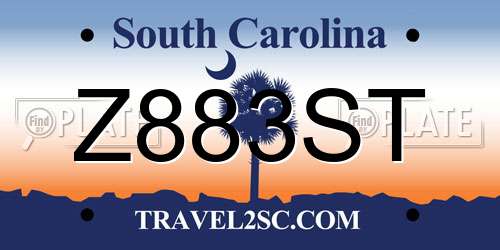 Z883ST South Carolina License Plate