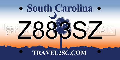 Z883SZ South Carolina License Plate