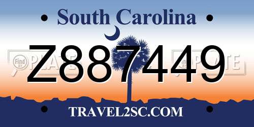 Z887449 South Carolina License Plate