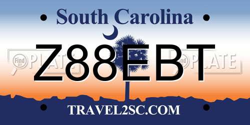 Z88EBT South Carolina License Plate