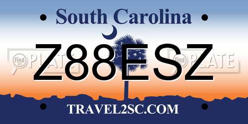 Z88ESZ South Carolina License Plate
