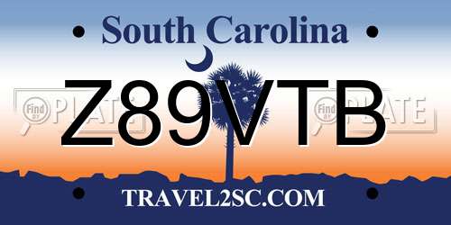 Z89VTB South Carolina License Plate