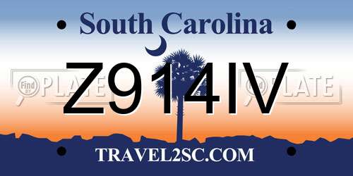 Z914IV South Carolina License Plate