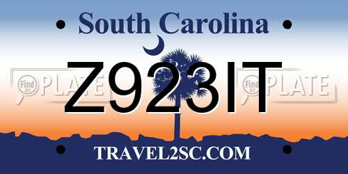 Z923IT South Carolina License Plate