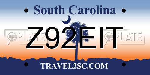 Z92EIT South Carolina License Plate