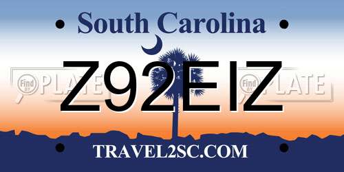 Z92EIZ South Carolina License Plate