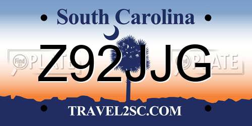 Z92JJG South Carolina License Plate