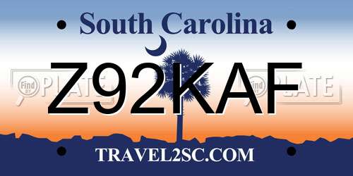 Z92KAF South Carolina License Plate