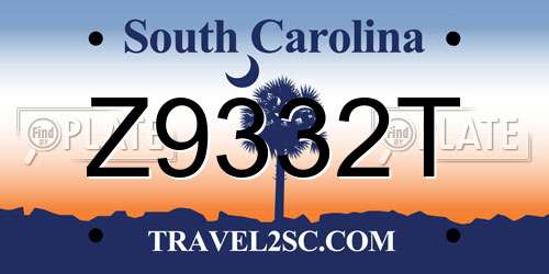 Z9332T South Carolina License Plate