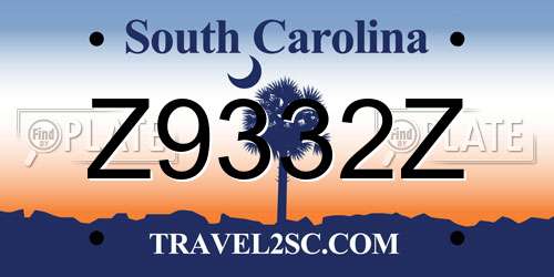 Z9332Z South Carolina License Plate