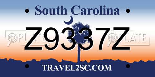 Z9337Z South Carolina License Plate