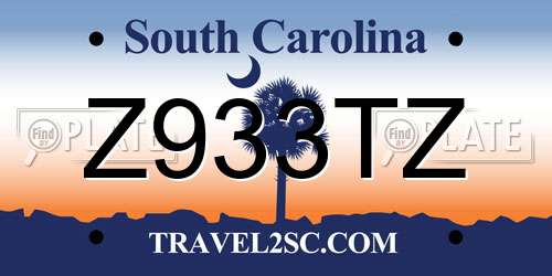 Z933TZ South Carolina License Plate