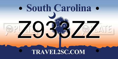 Z933ZZ South Carolina License Plate