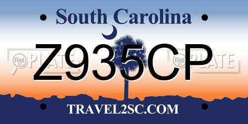 Z935CP South Carolina License Plate
