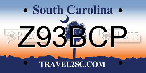Z93BCP South Carolina License Plate