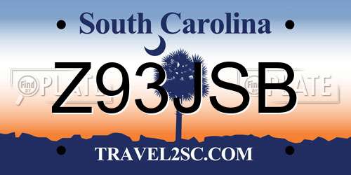 Z93JSB South Carolina License Plate