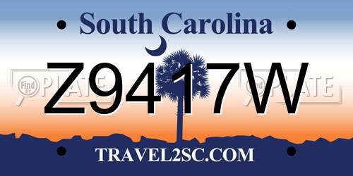 Z9417W South Carolina License Plate
