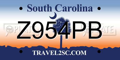 Z954PB South Carolina License Plate