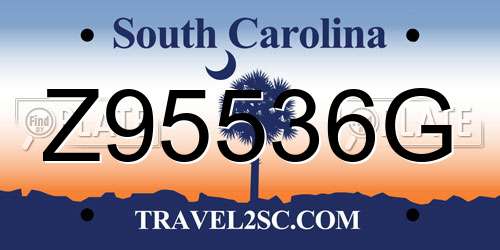 Z95536G South Carolina License Plate