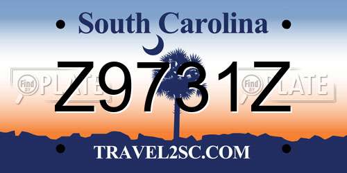 Z9731Z South Carolina License Plate
