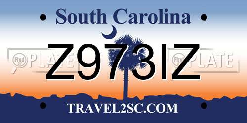 Z973IZ South Carolina License Plate